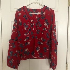 Primark Red Floral Print Blouse sz 8
